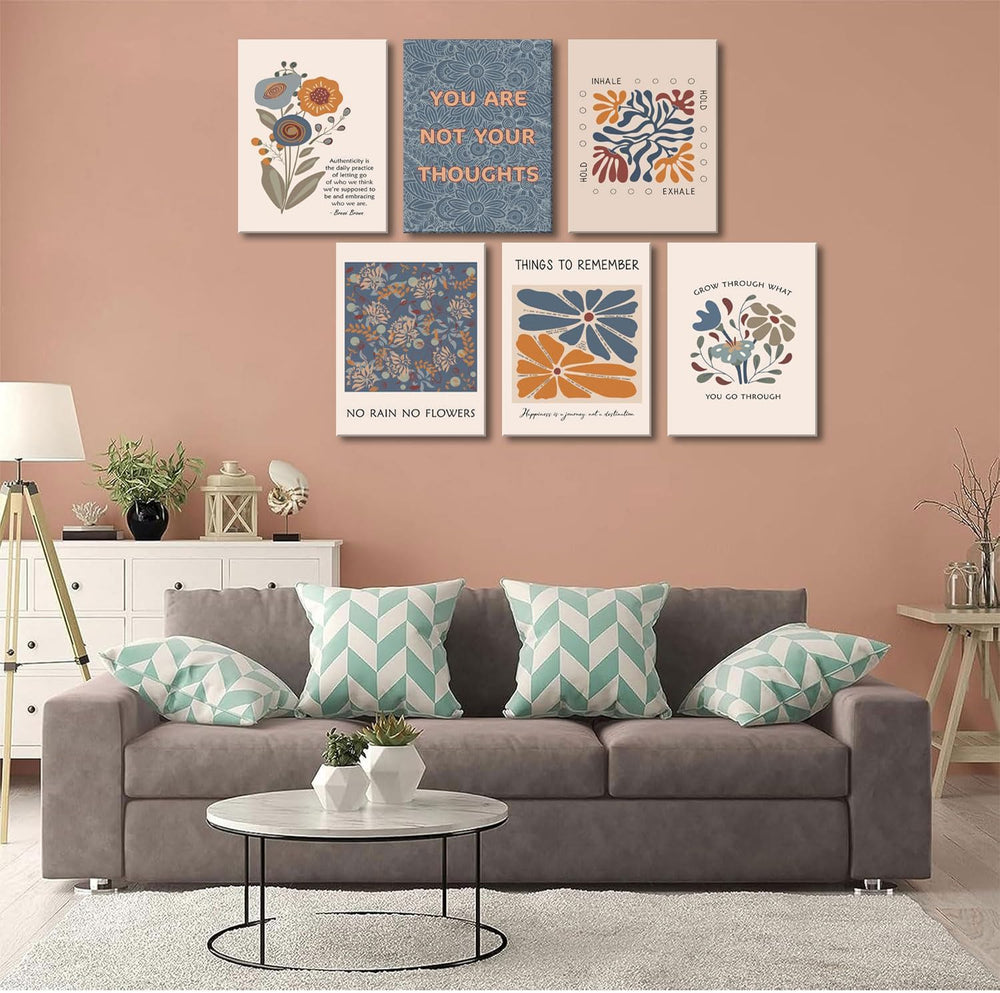 6 Mental Health Canvas Wall Art Bohemian Style Motivational Psychology Wall D...