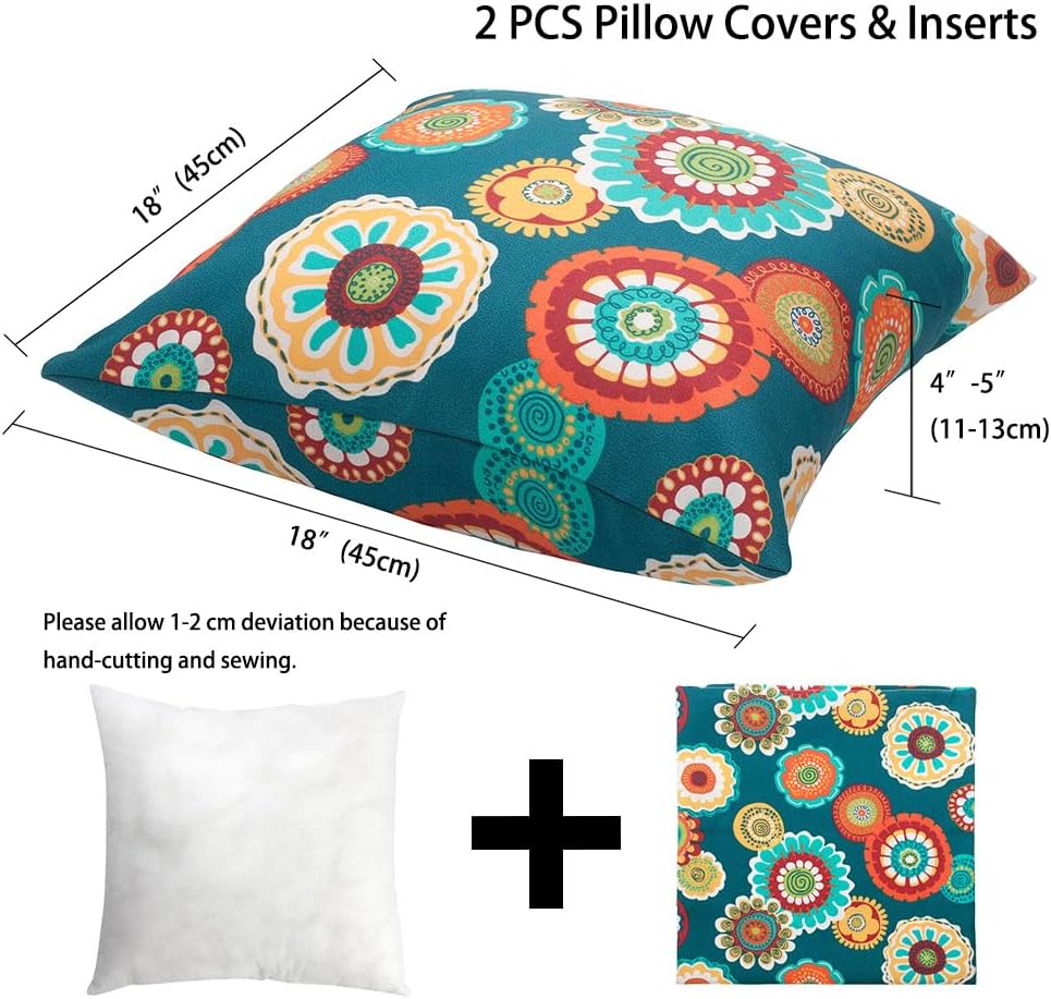 Magpie Fabrcis Pack of 2 Outdoor Waterproof Throw Pillow with Insert 18 x 18 ...