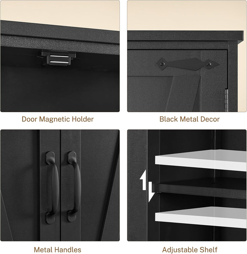 58.5" H Storage Cabinet, Farmhouse Kitchen Pantry Cabinet with 4 Doors