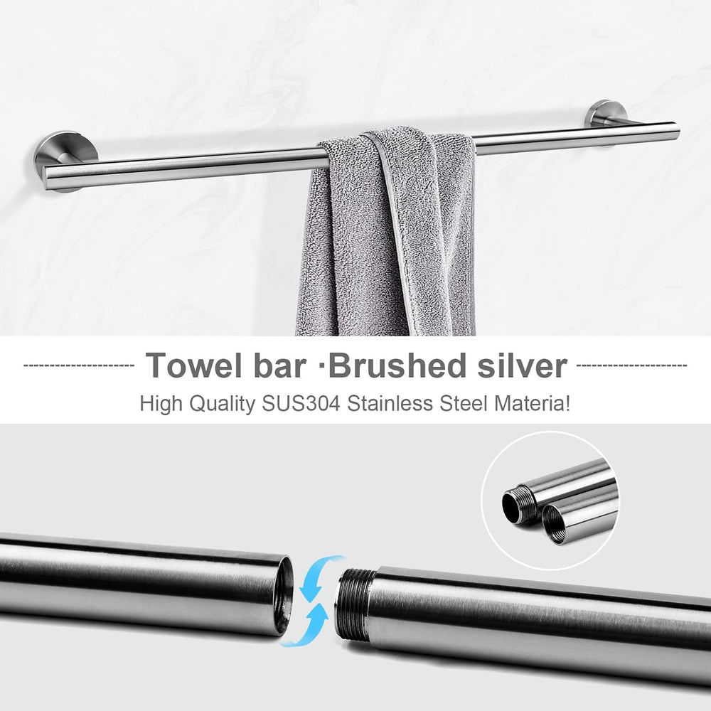5pcs Brushed Ncikel Bathroom Accessories Set, 24 inch Towel Bar