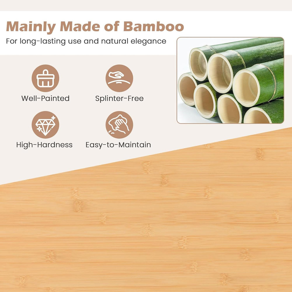 LOKO Mobile Bamboo Kitchen Island Cart, Rolling Storage Sideboard, Natural