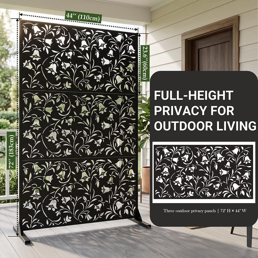 72" Outdoor Privacy Screen, Decorative Metal Privacy Fence Panels