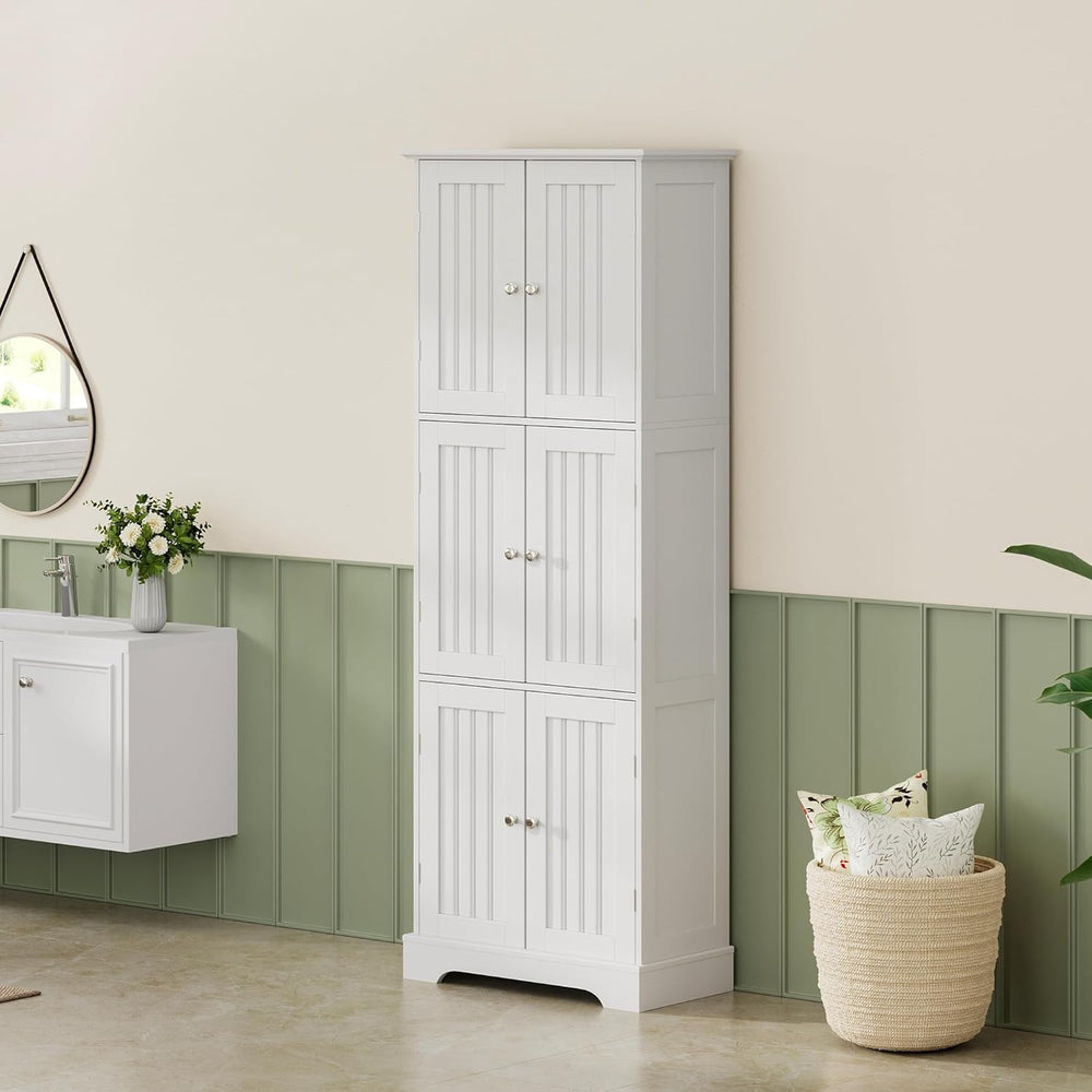 ChooChoo 63.2" Tall Bathroom Storage Cabinet with 6 Doors, Pantry Cabinet