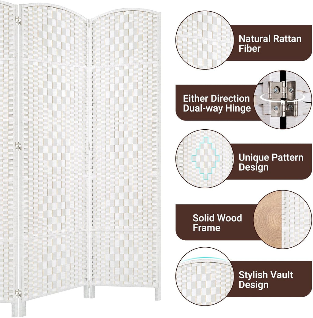 HALLYBEE Room Divider Panel,3 Panel Partition Room Dividers Screen, White