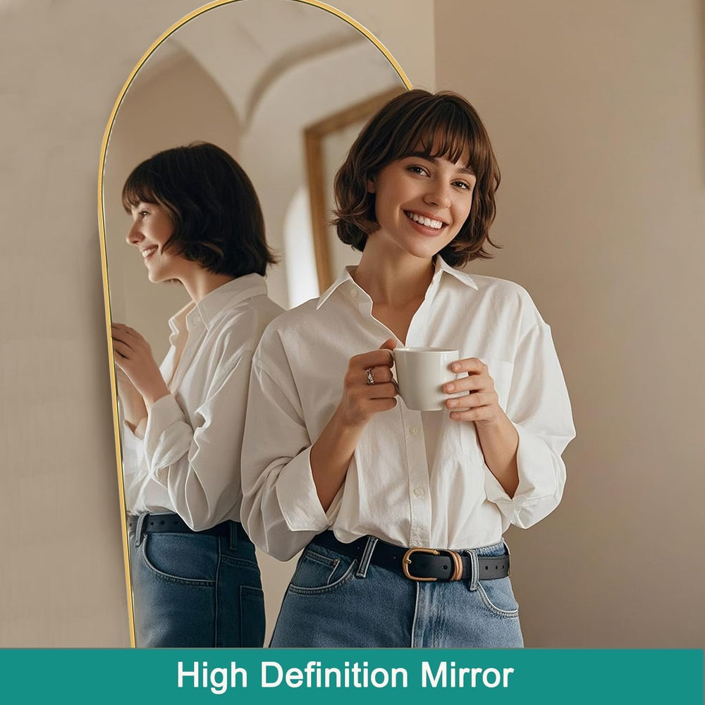 Full Length Mirror, 71″x30″Arched Large Floor Body Mirror (Gold)