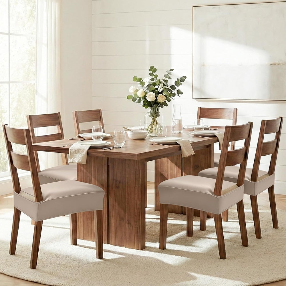 Smiry Waterproof Pu Leather Seat Covers for Dining Room Chairs Set of 8