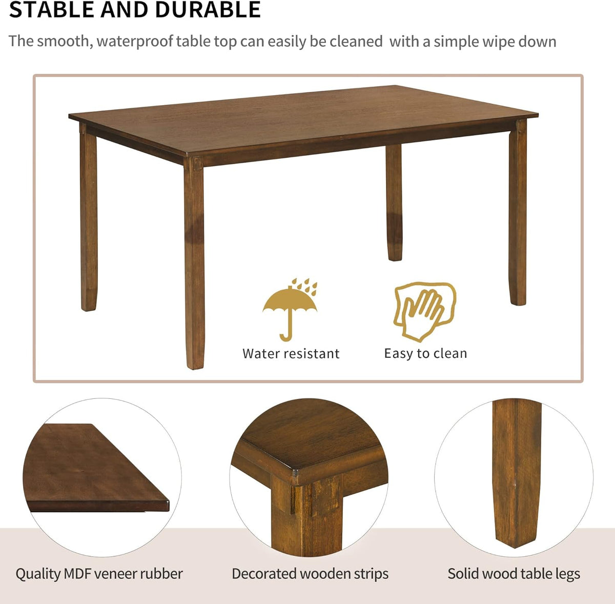 merax 6-piece wooden kitchen dining table set with, close-up detail