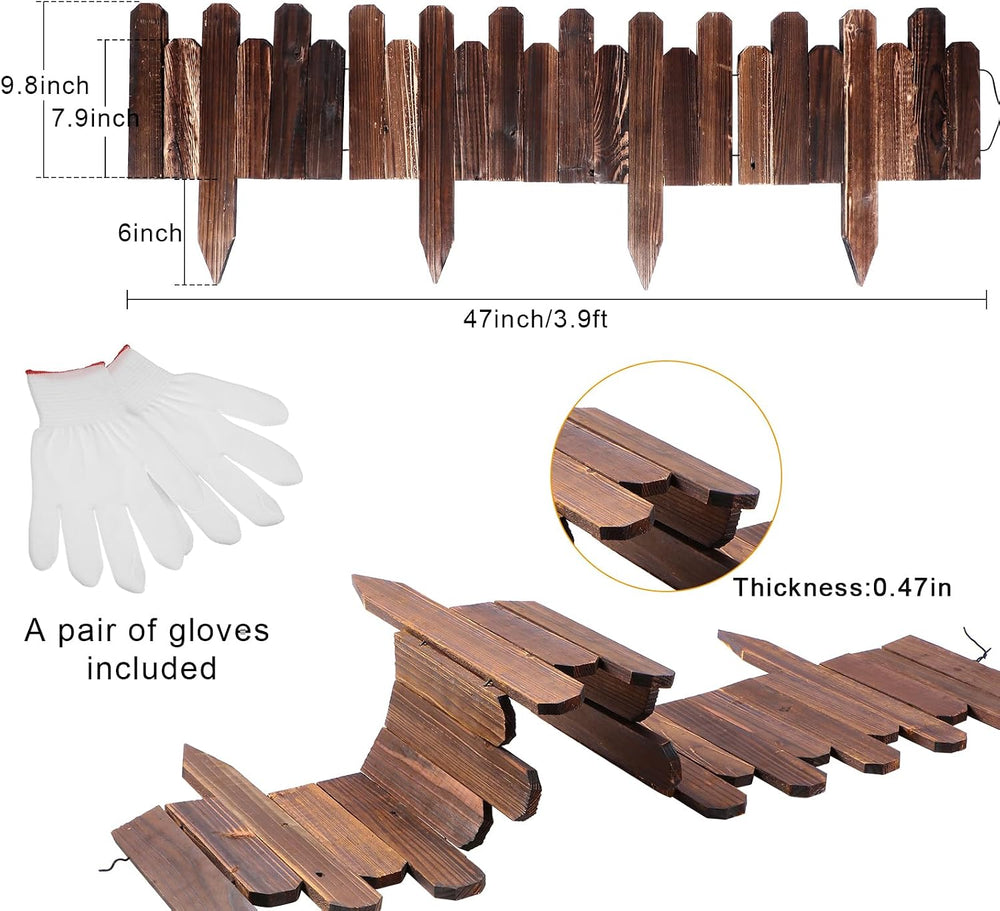 Soaoo 4 Pack Wood Garden Edging Fence, Flower Bed Edging Borders, 16 ft