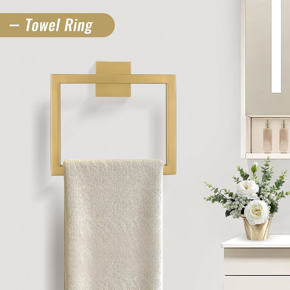 YACVCL Towel Bar Set, 5-Piece Brushed Gold Bathroom Hardware Set, Gold Bathro...