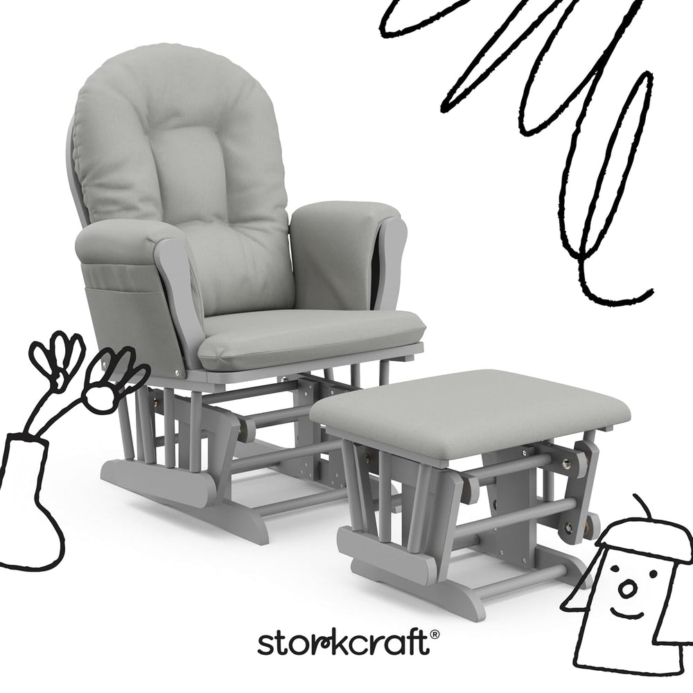 Storkcraft Premium Hoop Glider & Ottoman, Pebble Gray/Light Gray