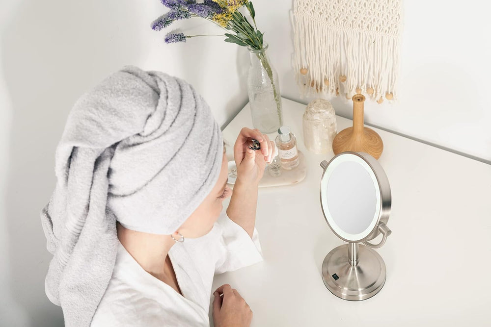 Zadro 9" Round LED Makeup Mirror with Lights and Magnification 5&10X...