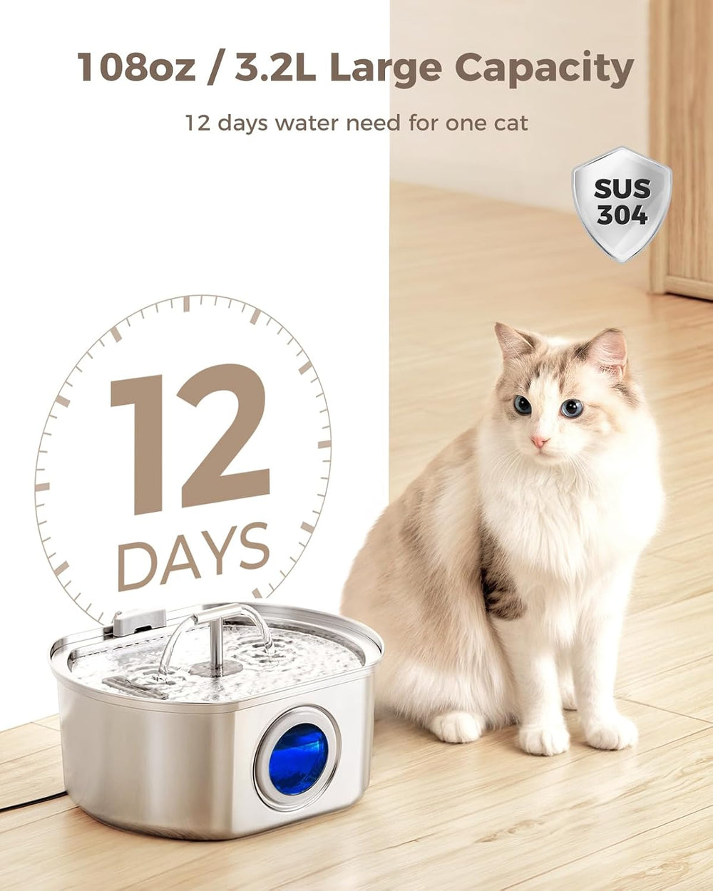 Neareal Official 12-Pack Replacement Filters for 108oz/3.2L Pet Fountain