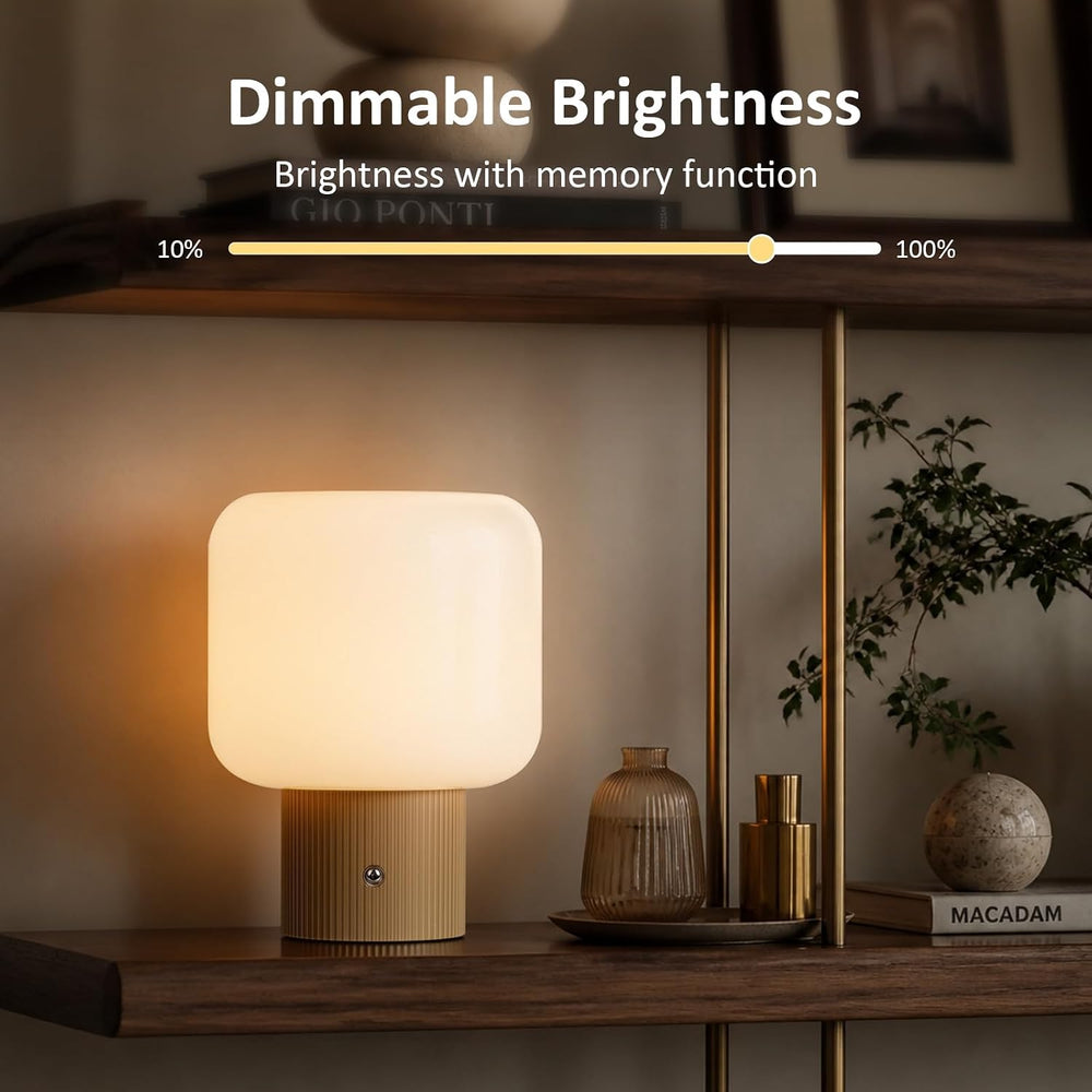 Cordless Rechargeable Mushroom Table Lamp with 3 Color Temps LED Dimmable