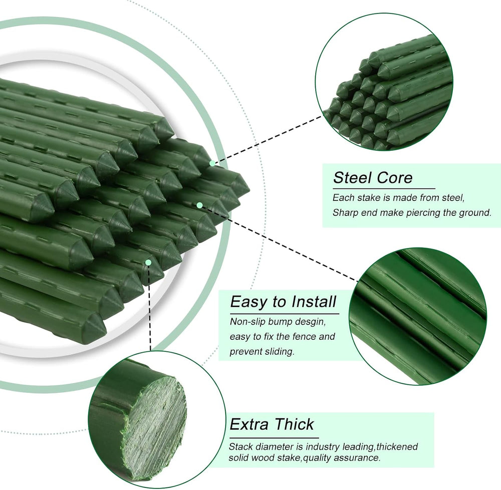 Safety Fence Plastic Mesh Fencing Roll,1 Roll with 25 Steel Stakes