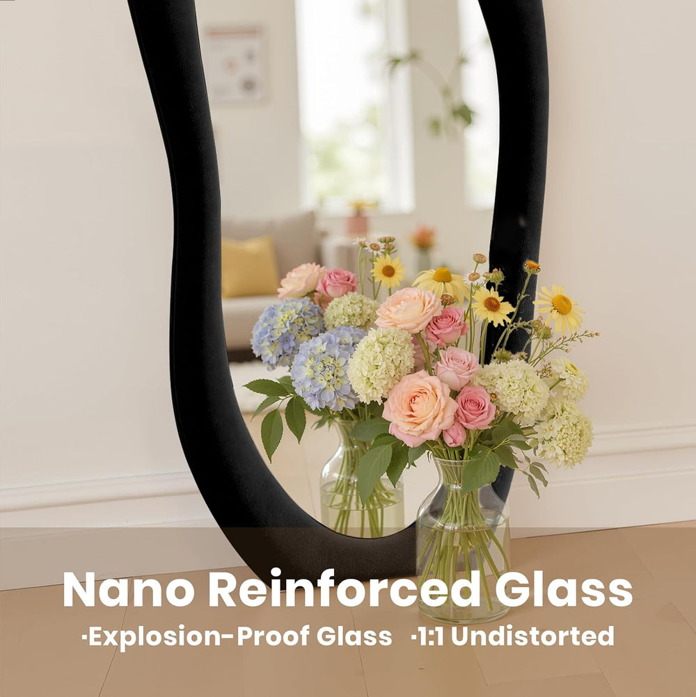 Anpark Full Length Mirror, 71"x 30" Wall Mirror, Flannel Wrapped Wo...