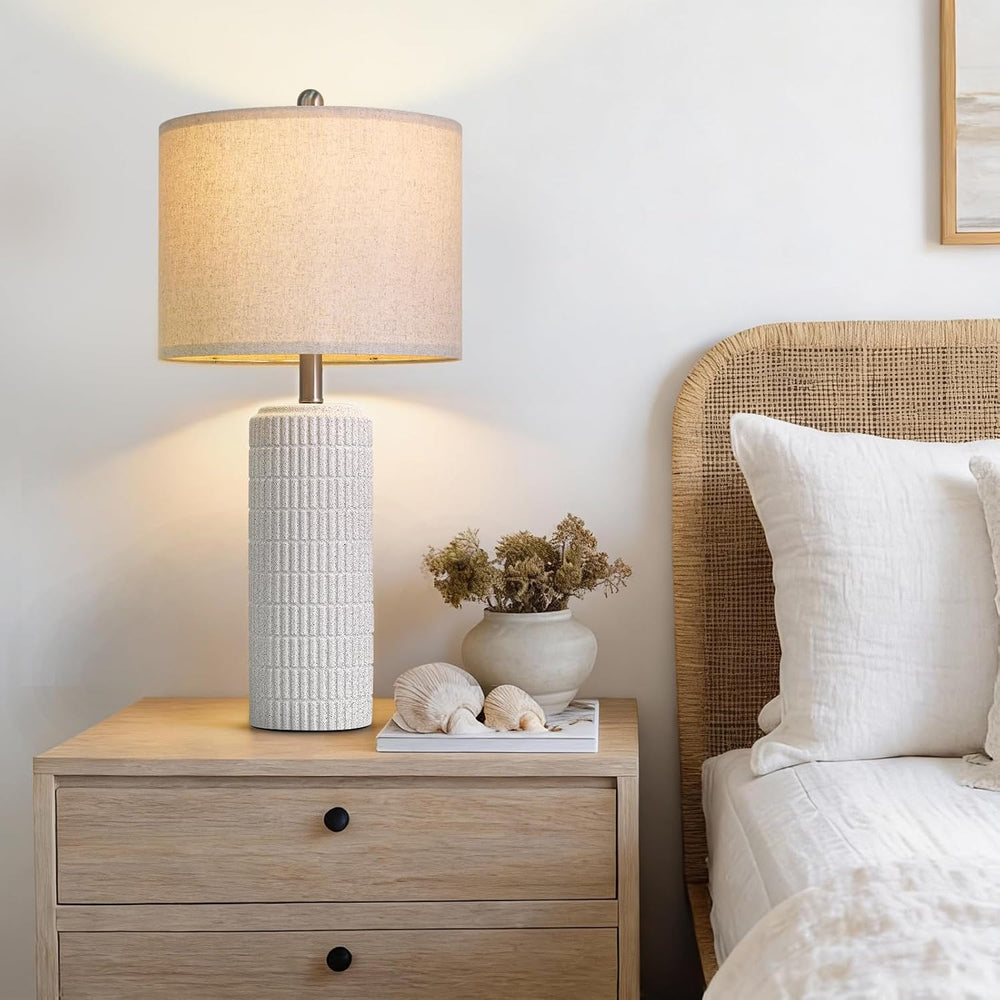 PoKat 27.5'' Tall Table Lamps for Living Room Set of 2, Stone-Like Ce...