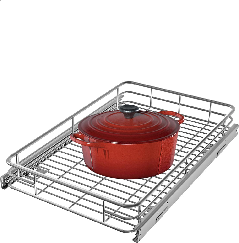JOWBOOW Cabinet Pull Out Shelves 14" W x 21" D, Chrome-Plated Steel