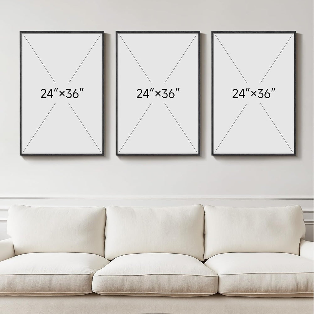 Large Framed Modern Luxury Wall Art for Living Room, 3 Piece 24x36 In