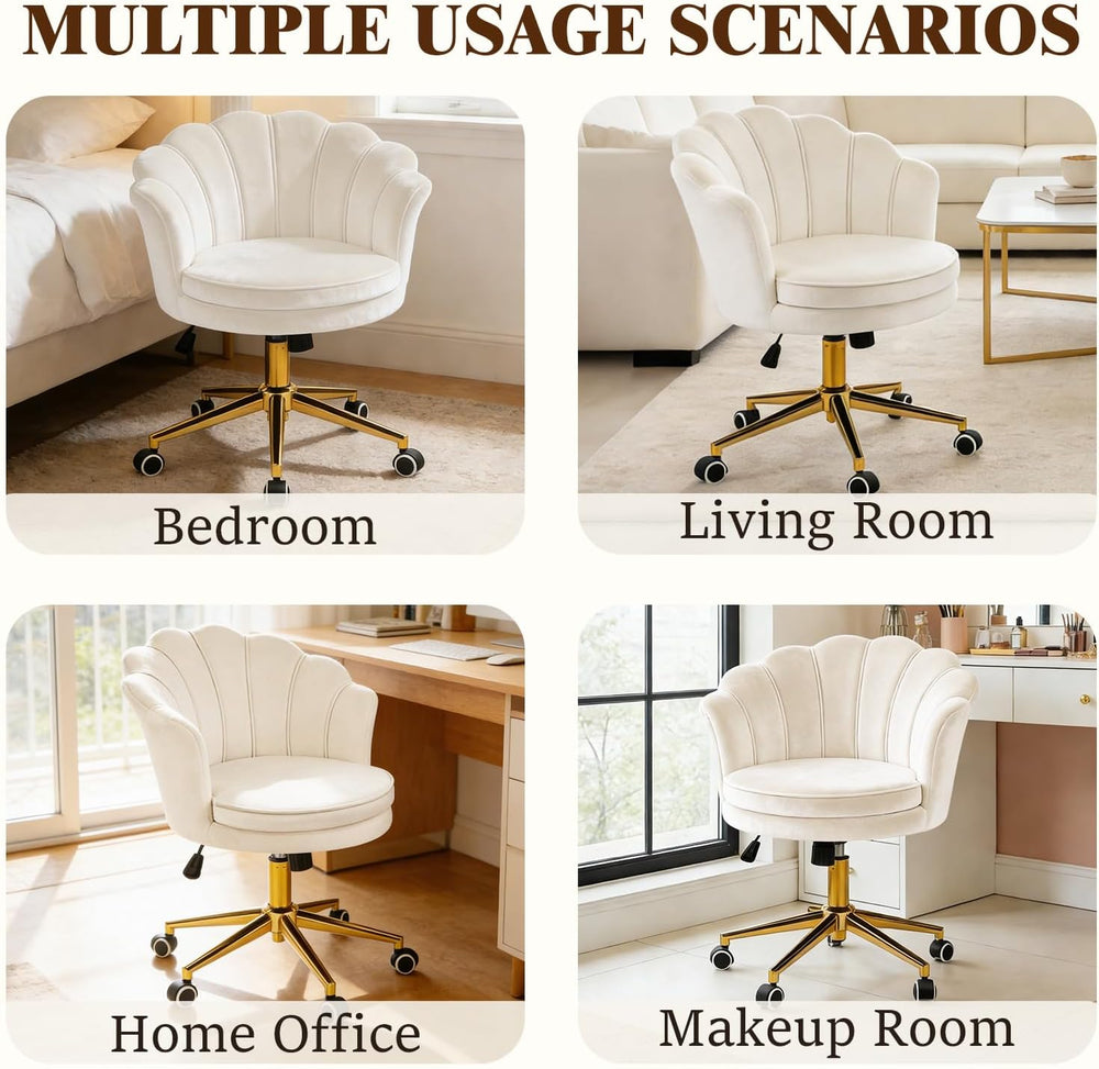 Furnicomfy Home Office Desk Vanity Chair with Back, Elegant Vanity Makeup Des...