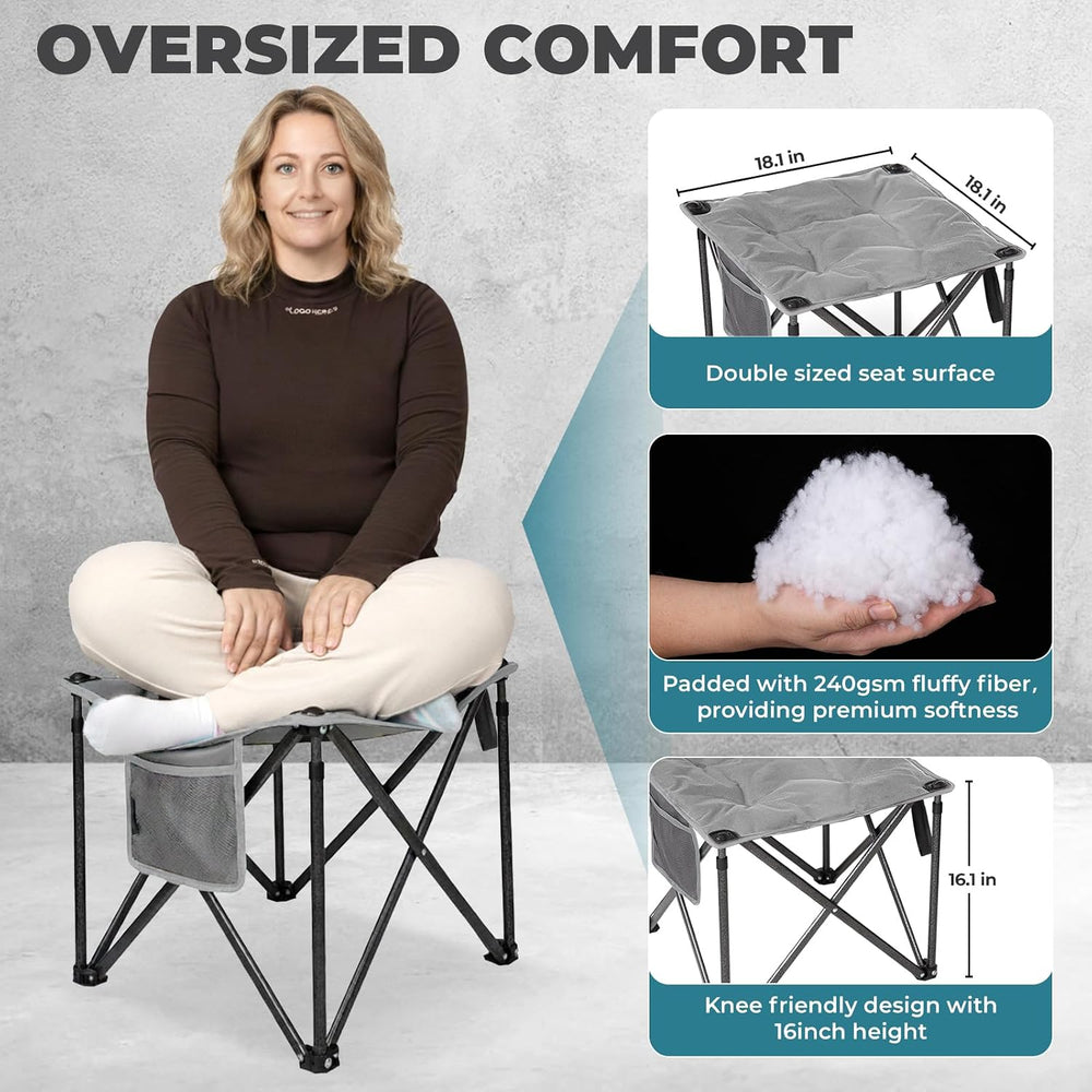 FUNDANGO Oversized Camping Stool Padded 18.1in 440Lbs Folding Foot Rest