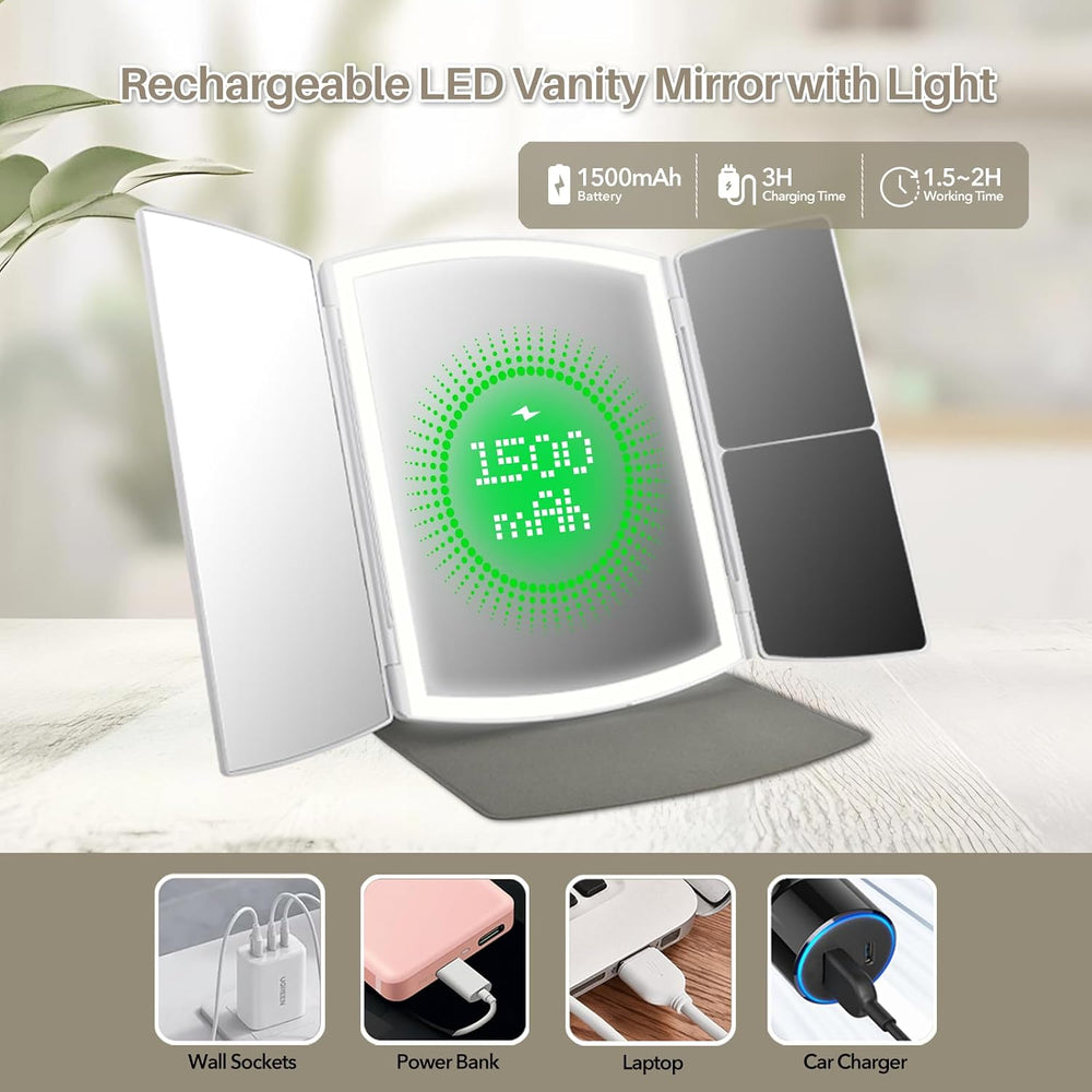 Makeup Mirror, Vanity Mirror with Lights，2X/5X,Silver