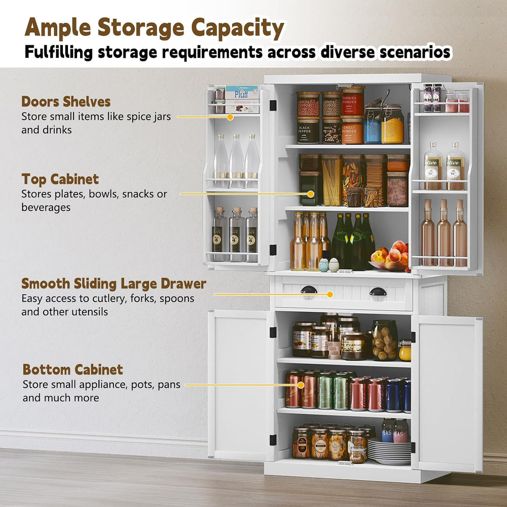 ARTPOWER 72" Pantry Storage Cabinet with Door Shelves