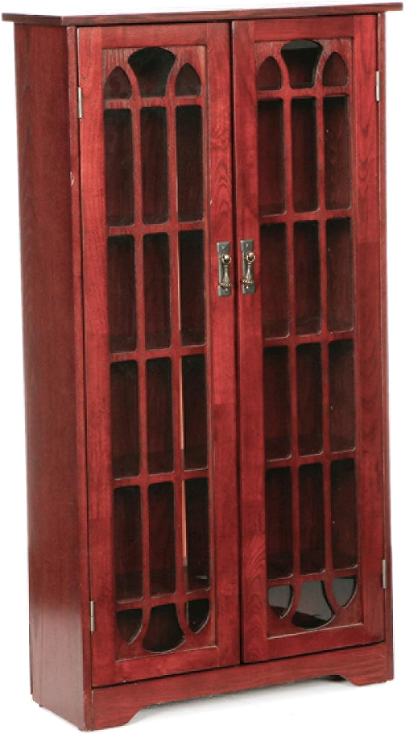 SEI Furniture - Window Pane Media Cabinet - Cherry - Transitional Design, Bro...
