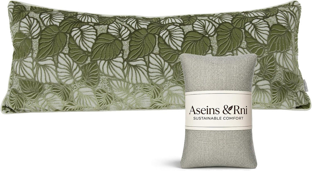 Sage Leaf Long Lumbar Decorative Throw Pillow Covers 14“x36”