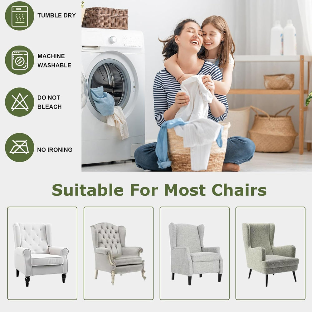 HAOYONG Waterproof Wing Chair Slipcovers Stretch Wingback Chair Covers 4 Piec...