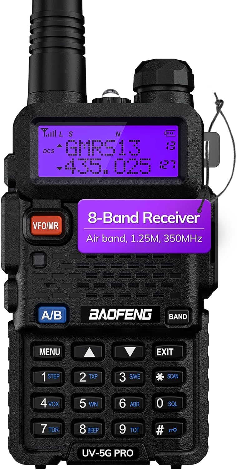 BAOFENG UV-5G PRO GMRS Handheld Radio, Long Range Repeater Capable, 1 Pack