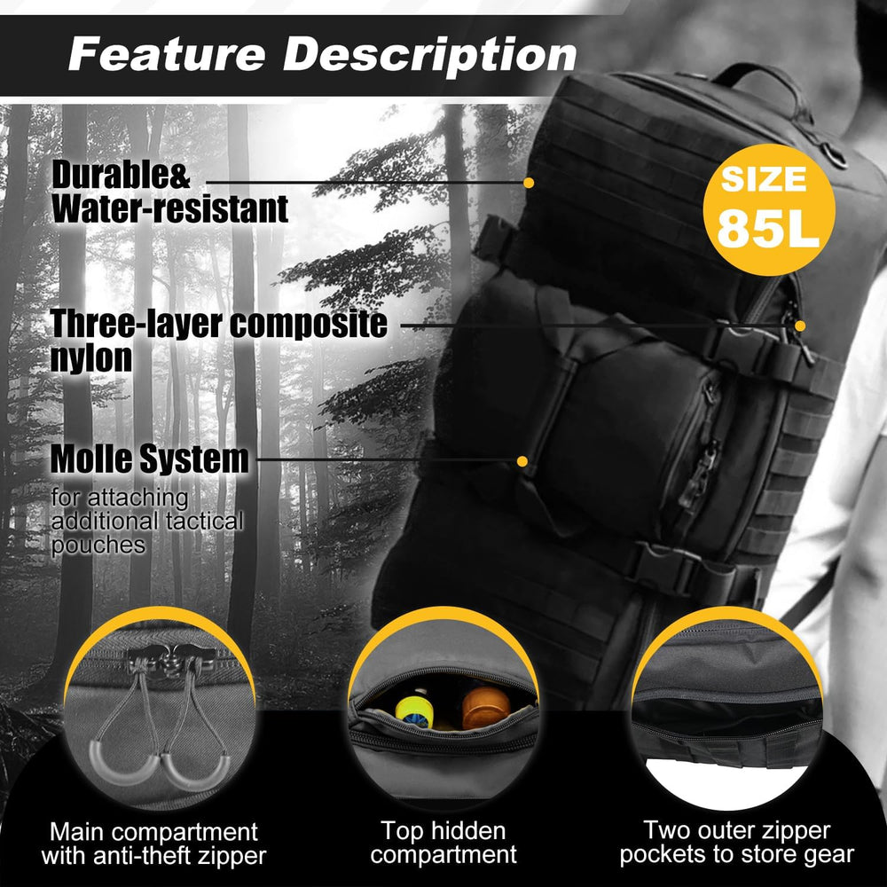 3 In 1 Military Backpack Travel Duffle Bag for Weekender Gym Traveling Workou...