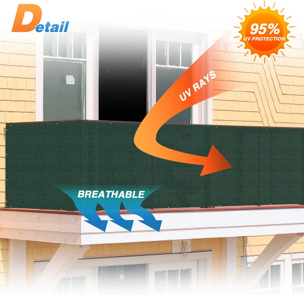 TANG 3' x 50' Balcony Privacy Screen Apartment Patio Mesh Fence Scree...