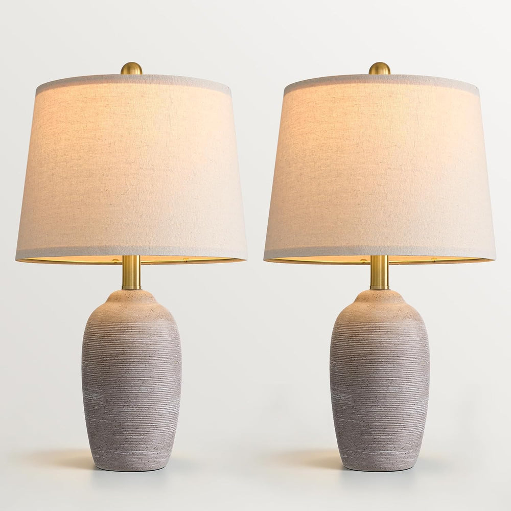 USumkky 21" Vintage Ceramic Table Lamps Set of 2 for Bedroom Rustic Gray