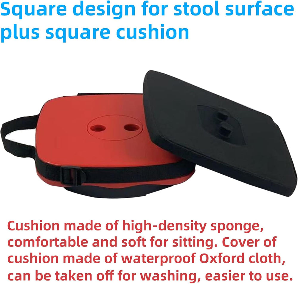 Collapsible Camping Stool with Seat Cushion & Nylon Bag, Square Portable ...