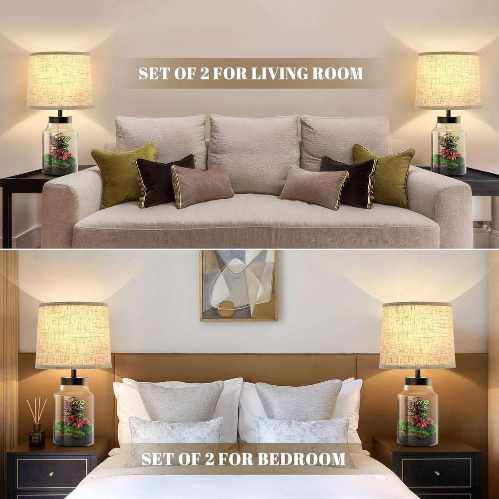 GyroVu Table Lamp Set, Fillable Table Lamp with Clear Glass