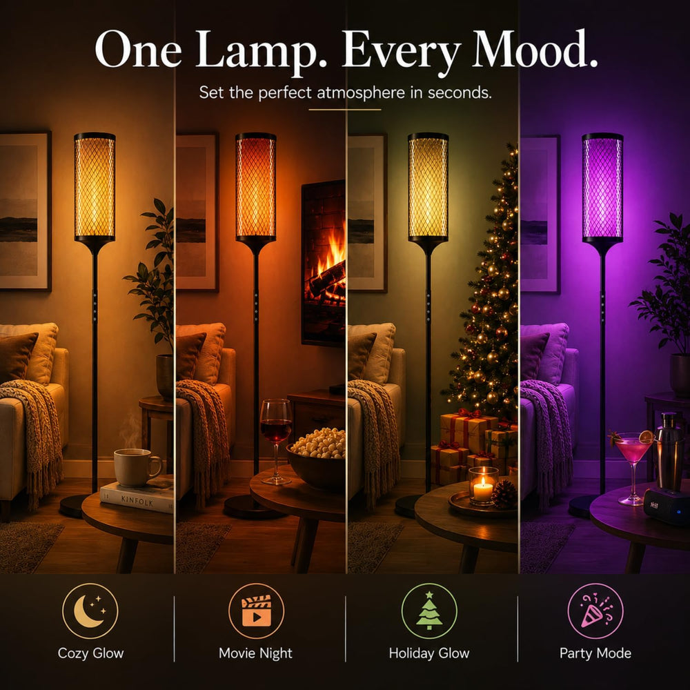 JOOFO Modern Lantern RGBIC Floor Lamp with Glass Shade, App & Remote