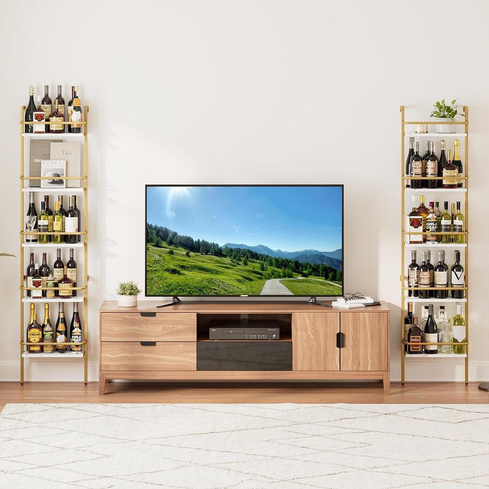 5-Tier Wine Rack Wall Mounted, Wine Racks Freestanding Floor with Fences, 50 ...