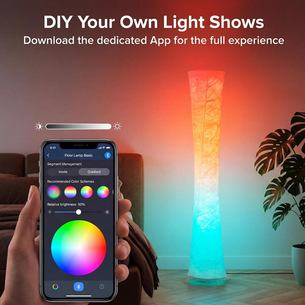 Bright LED RGB Corner Floor Lamp with App & Remote, Music Sync, Round