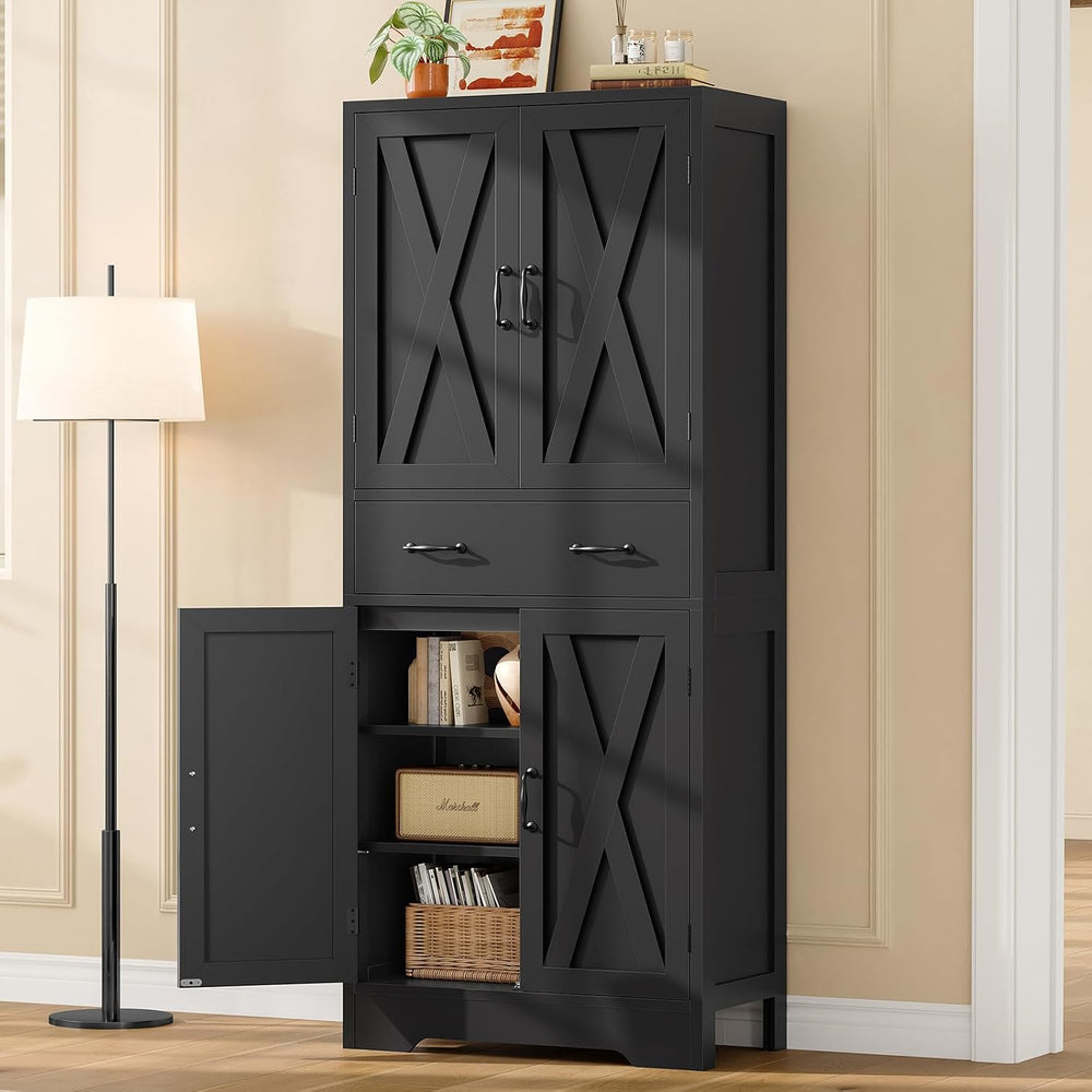 TEENFON Tall Storage Cabinet with 2 Adjustable Shelves & 1 Large Drawer, ...
