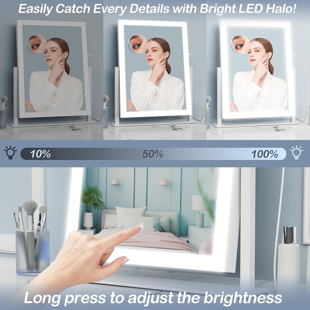 Gvnkvn Makeup Vanity Mirror with Lights 17.2" Large LED Lighted Mirror, ...