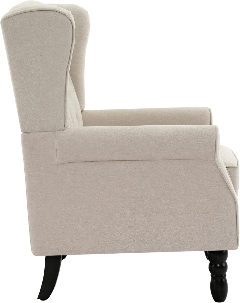 High Back Accent Chairs Set of 2, Wingback Armchair in Fabric, Beige