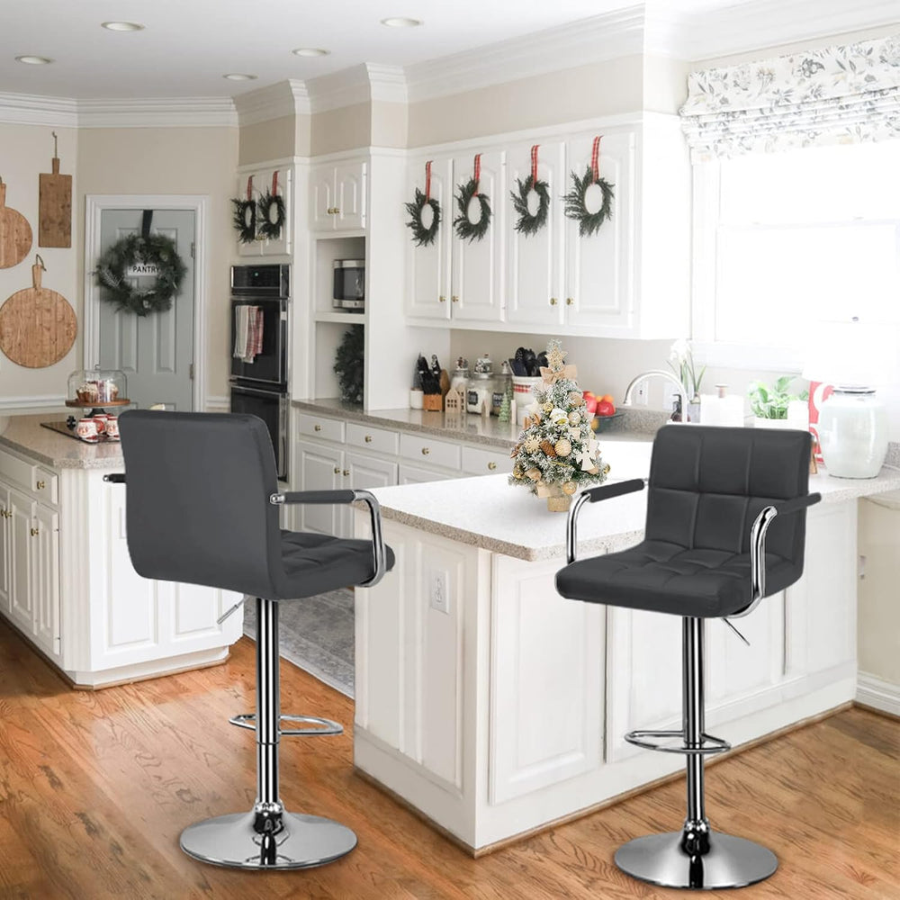Huracan PU Leather Bar Stools Set of 2, 360° Swiveling Height Adjustable Bars...