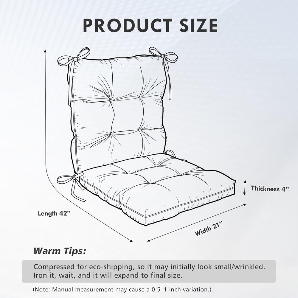 Outdoor High Back Chair Cushions 42"x 21" x 4", Waterproof Pat...