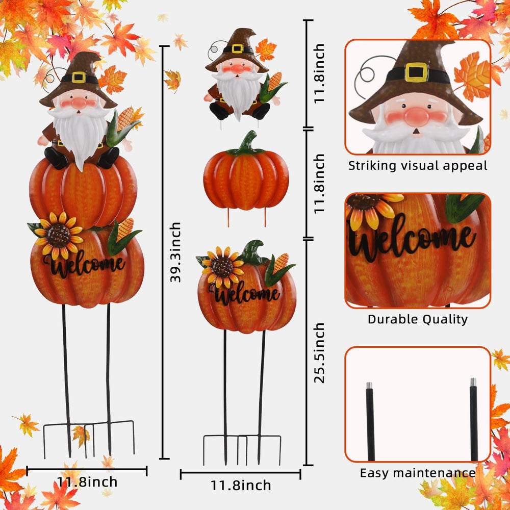 Fall Gnome Yard Stakes Large 39.3inch for Thanksgiving Decor