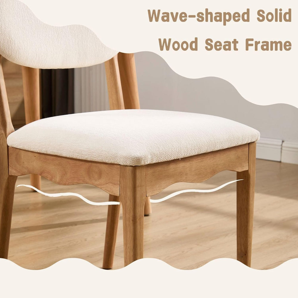 ROCITY White Dining Chairs Set of 8 Wood Farmhouse Dining Room Chairs Chenill...