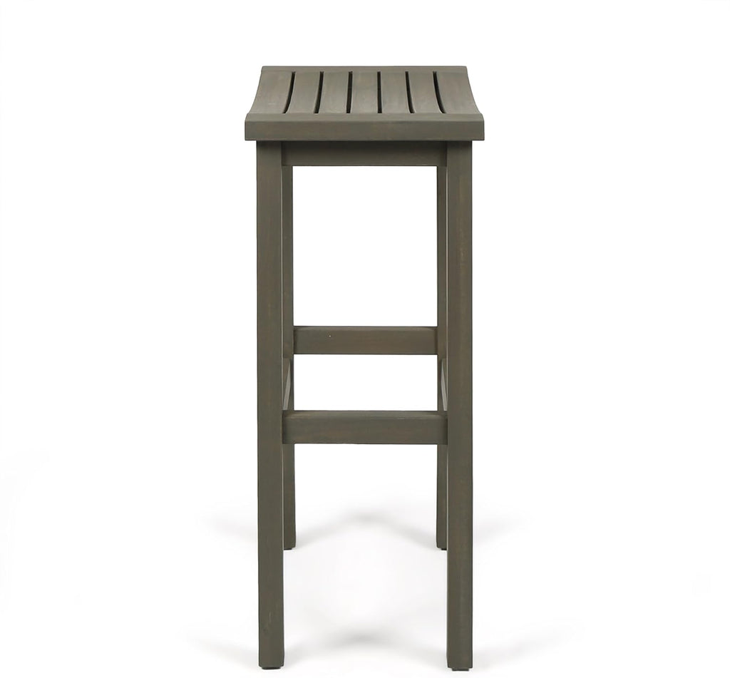 Christopher Knight Home Caribbean Outdoor 30" Acacia Wood Barstools, 4-Pcs Set, Grey Finish