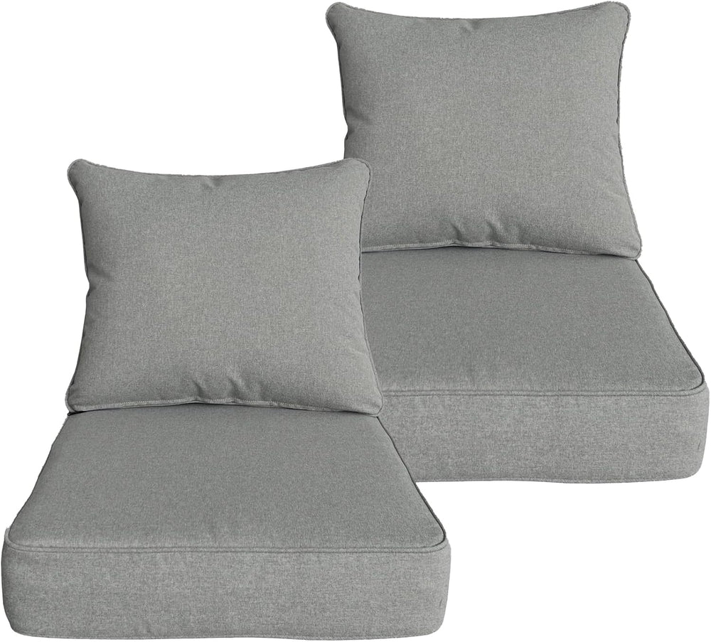 Goodgoods 22x24 Outdoor Deep Seat Cushions 2-Pack, 35D Foam, Light Gray