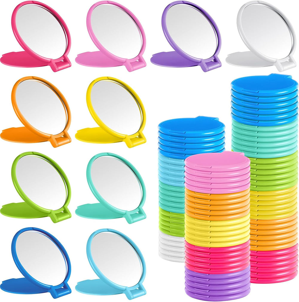 Juexica 180 Pcs Compact Mirrors Bulk, Mini Folding Stand, Vivid Colors