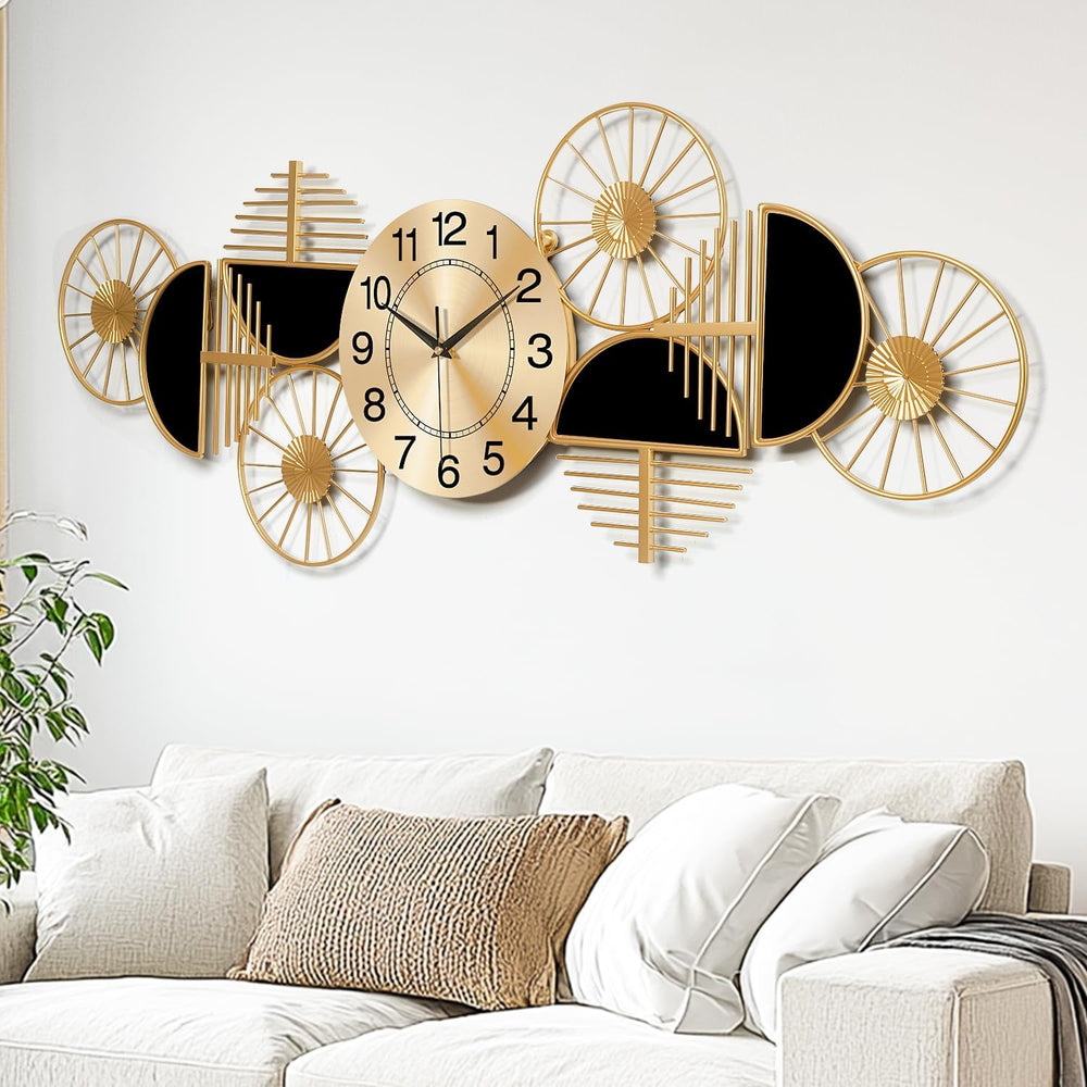 40" Large Modern Wall Clock, 3D Metal Wall Art for Living Room
