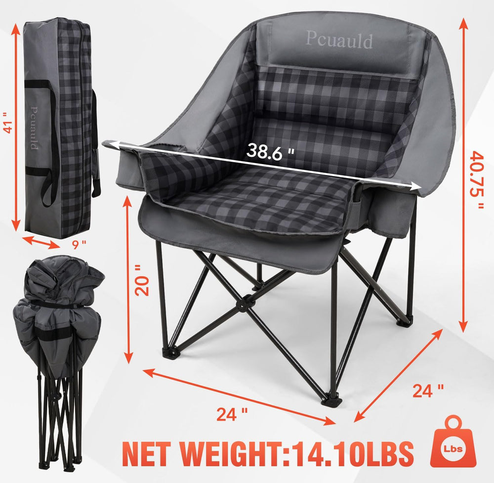 Oversized Heated Camping Chair 500lbs, 3-Level Adjustable Heating
